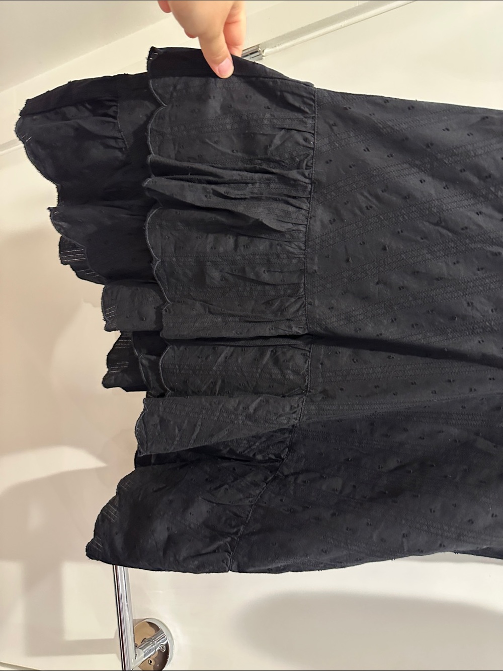 Express Black Eyelet Ruffle V-Neck DRESS - Picture 3 of 4